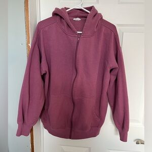 Ardene Oversized Zip Up Hoodie Size M | Mauve Cozy Sweatshirt